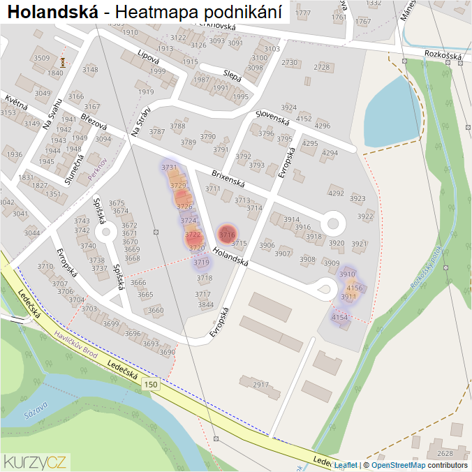Mapa Holandská - Firmy v ulici.