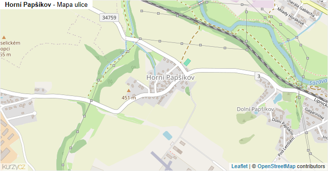 Horní Papšíkov - mapa ulice