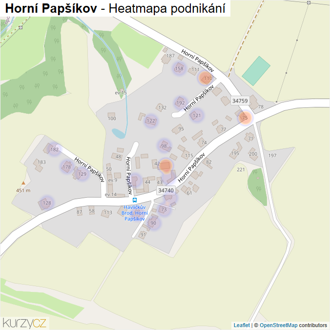Mapa Horní Papšíkov - Firmy v ulici.
