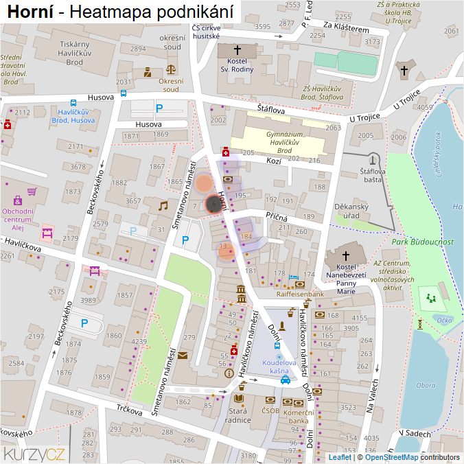 Mapa Horní - Firmy v ulici.
