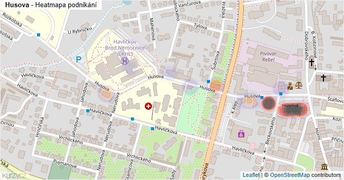 Husova - mapa podnikání