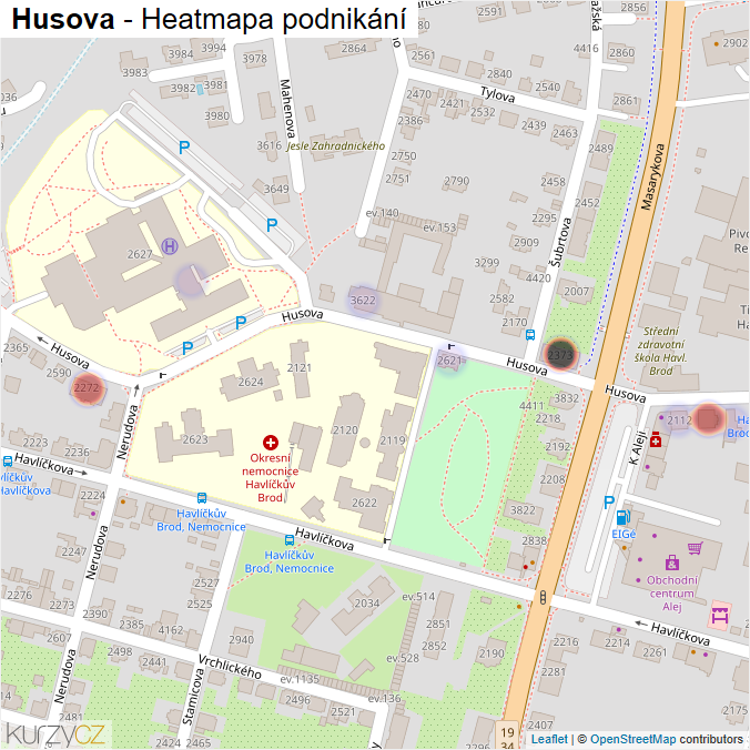 Mapa Husova - Firmy v ulici.