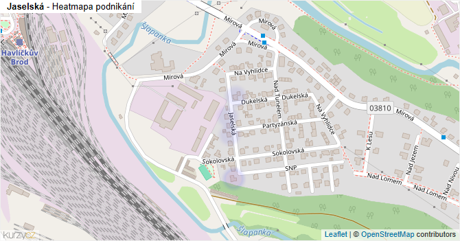 Jaselská - mapa podnikání