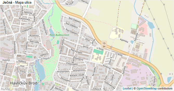 Ječná - mapa ulice
