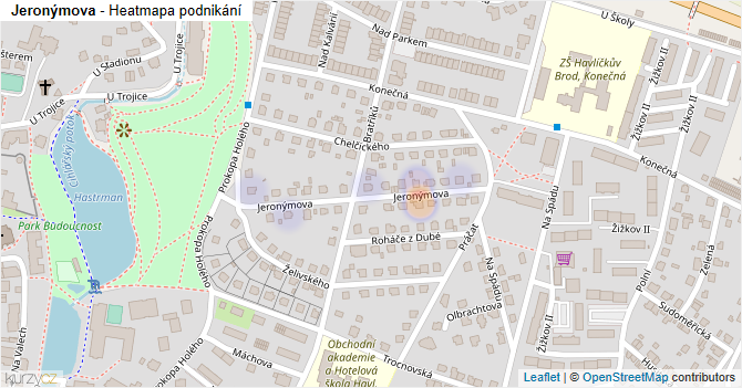 Jeronýmova - mapa podnikání