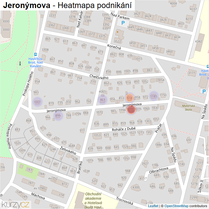 Mapa Jeronýmova - Firmy v ulici.