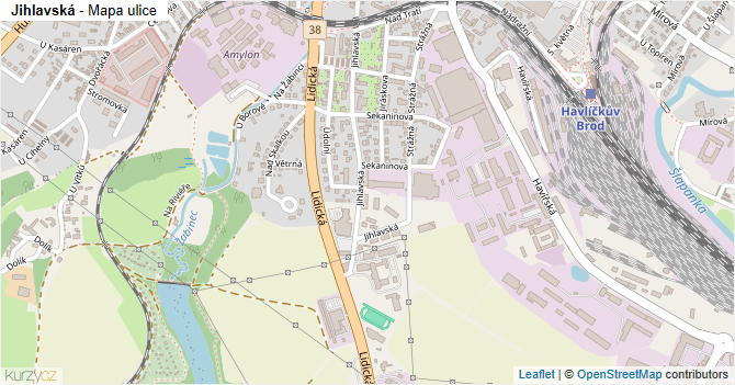 Jihlavská - mapa ulice