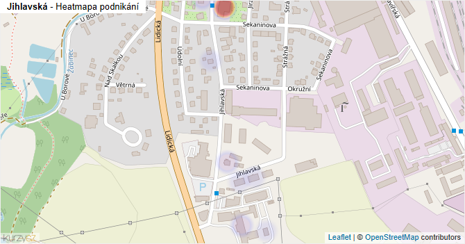 Jihlavská - mapa podnikání