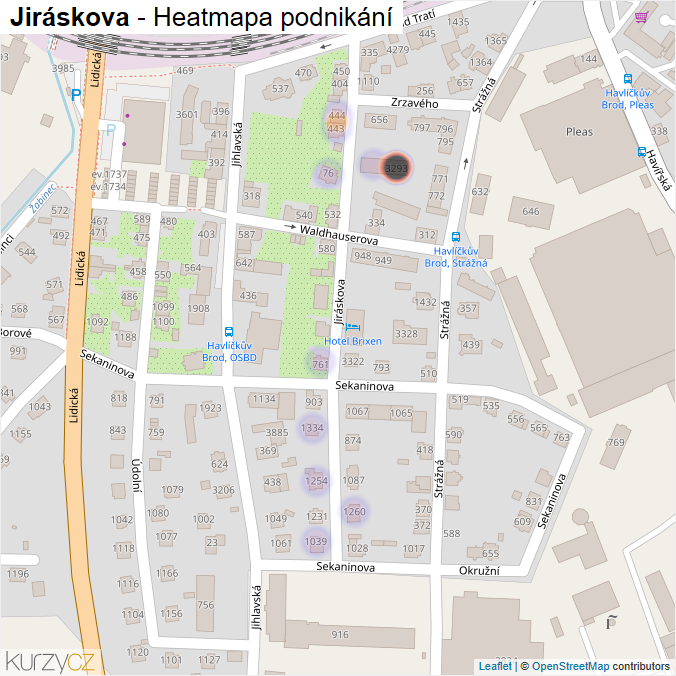 Mapa Jiráskova - Firmy v ulici.