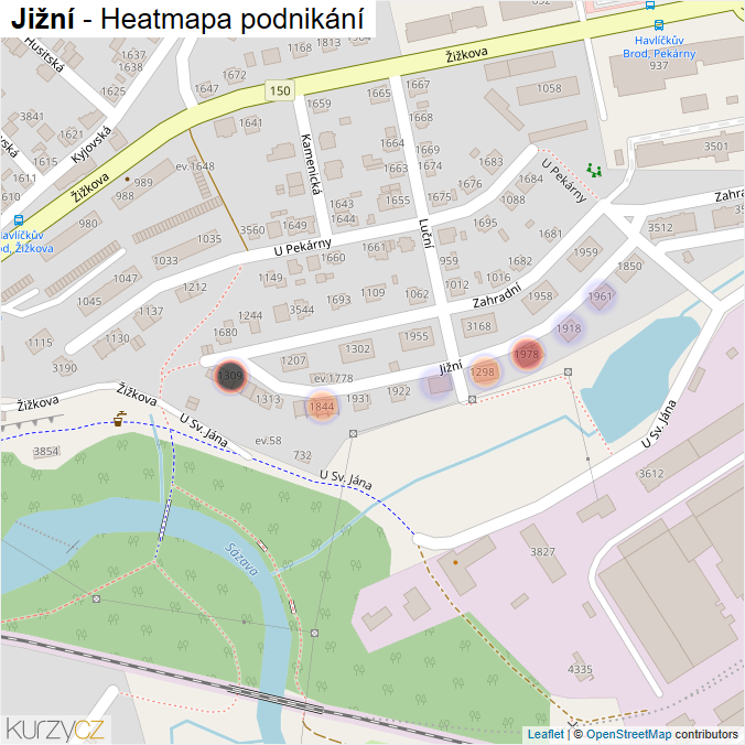 Mapa Jižní - Firmy v ulici.