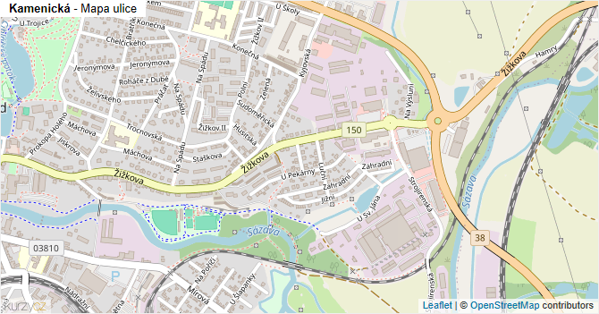 Kamenická - mapa ulice