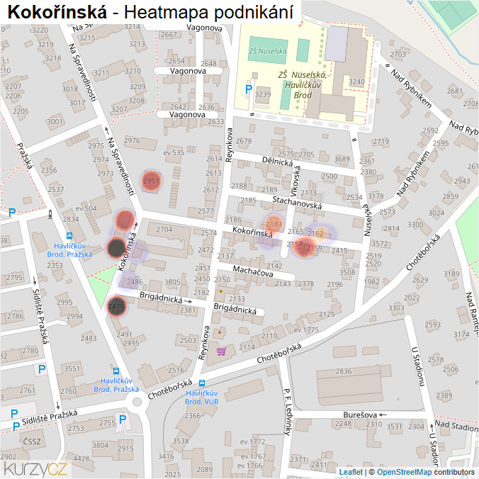 Mapa Kokořínská - Firmy v ulici.