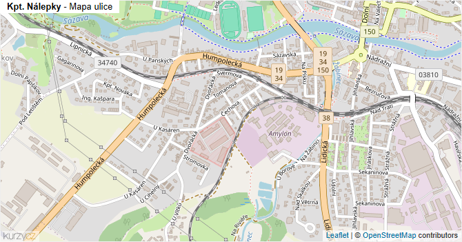 Kpt. Nálepky - mapa ulice