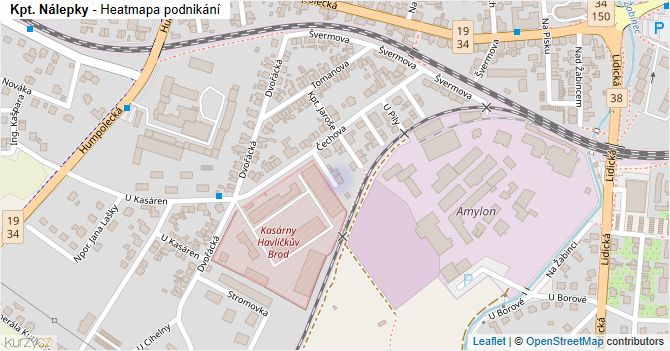 Kpt. Nálepky - mapa podnikání