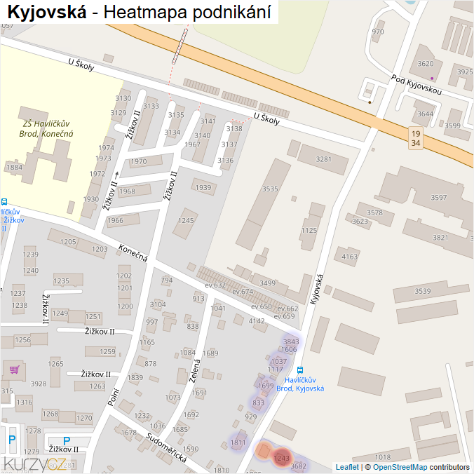 Mapa Kyjovská - Firmy v ulici.