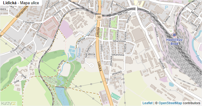 Lidická - mapa ulice