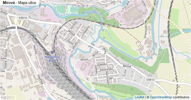 Mírová - mapa ulice