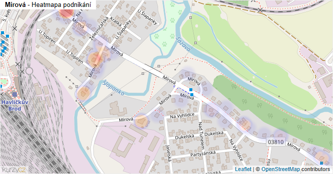 Mírová - mapa podnikání