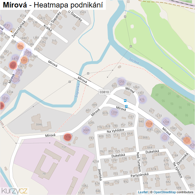 Mapa Mírová - Firmy v ulici.