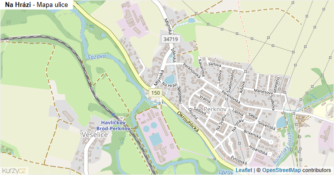 Na Hrázi - mapa ulice