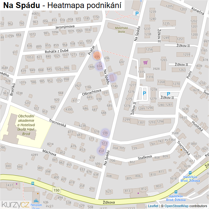 Mapa Na Spádu - Firmy v ulici.
