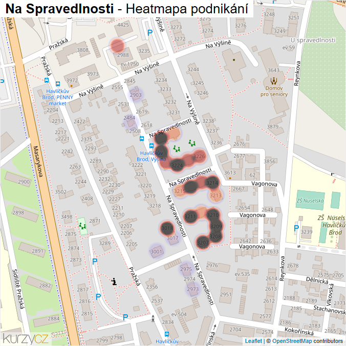 Mapa Na Spravedlnosti - Firmy v ulici.