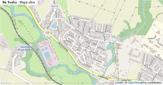 Na Svahu - mapa ulice