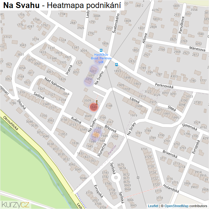 Mapa Na Svahu - Firmy v ulici.