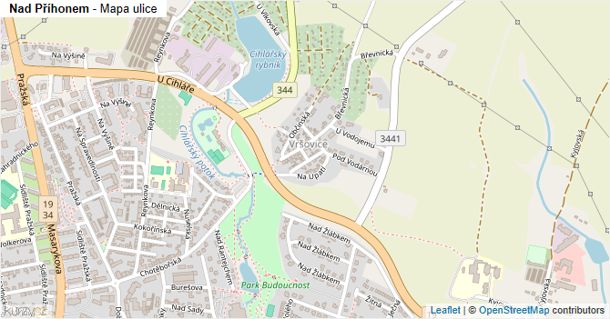 Nad Příhonem - mapa ulice