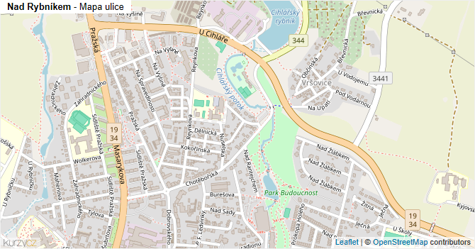 Nad Rybníkem - mapa ulice
