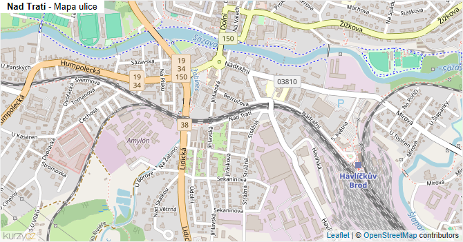 Nad Tratí - mapa ulice