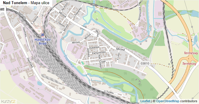 Nad Tunelem - mapa ulice