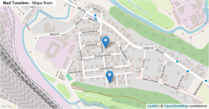 Nad Tunelem - mapa firem