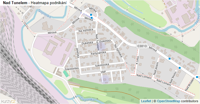 Nad Tunelem - mapa podnikání