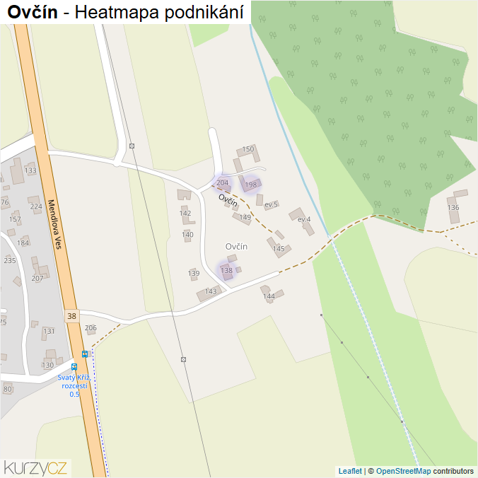 Mapa Ovčín - Firmy v ulici.