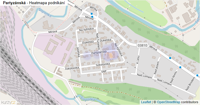 Partyzánská - mapa podnikání