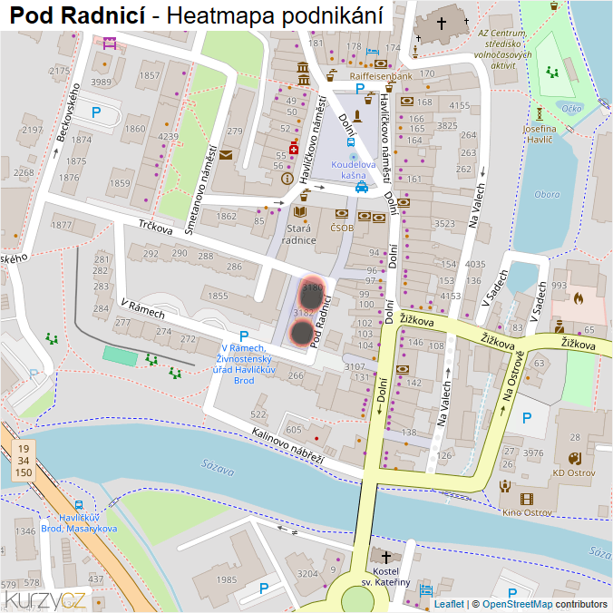 Mapa Pod Radnicí - Firmy v ulici.