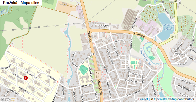 Pražská - mapa ulice