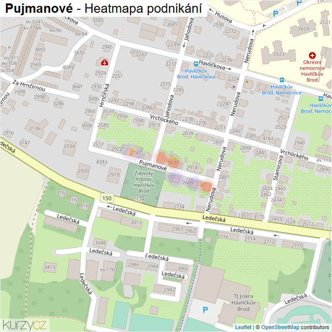 Mapa Pujmanové - Firmy v ulici.
