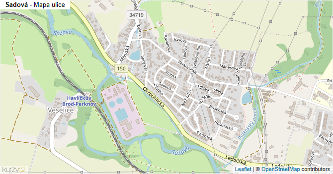 Sadová - mapa ulice