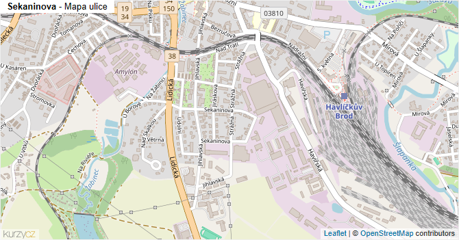 Sekaninova - mapa ulice