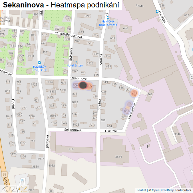 Mapa Sekaninova - Firmy v ulici.