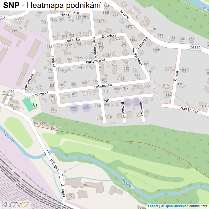 Mapa SNP - Firmy v ulici.