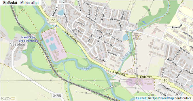 Spišská - mapa ulice