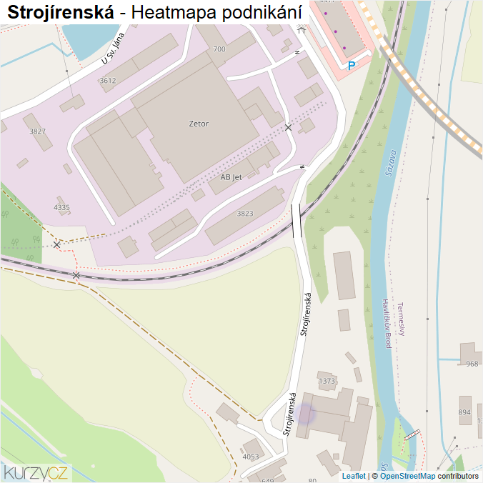 Mapa Strojírenská - Firmy v ulici.
