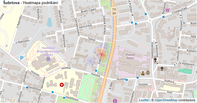 Šubrtova - mapa podnikání
