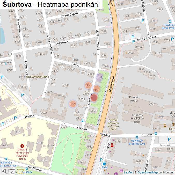 Mapa Šubrtova - Firmy v ulici.