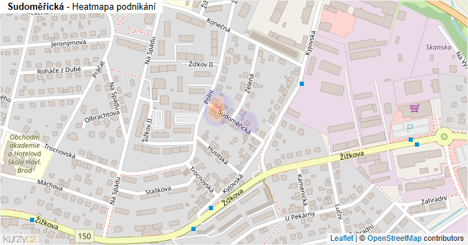 Sudoměřická - mapa podnikání