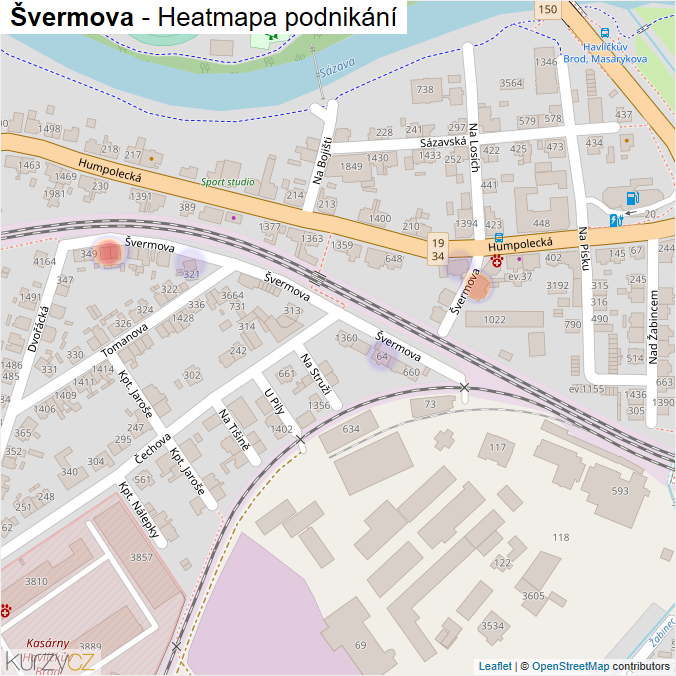 Mapa Švermova - Firmy v ulici.