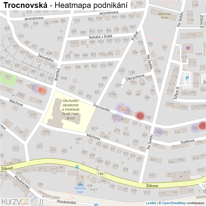 Mapa Trocnovská - Firmy v ulici.